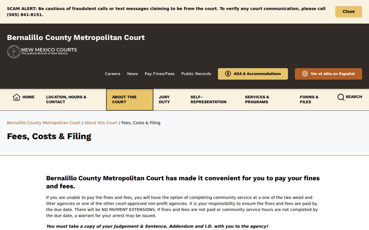 Bernalillo County bench warrant search, New Mexico court form source