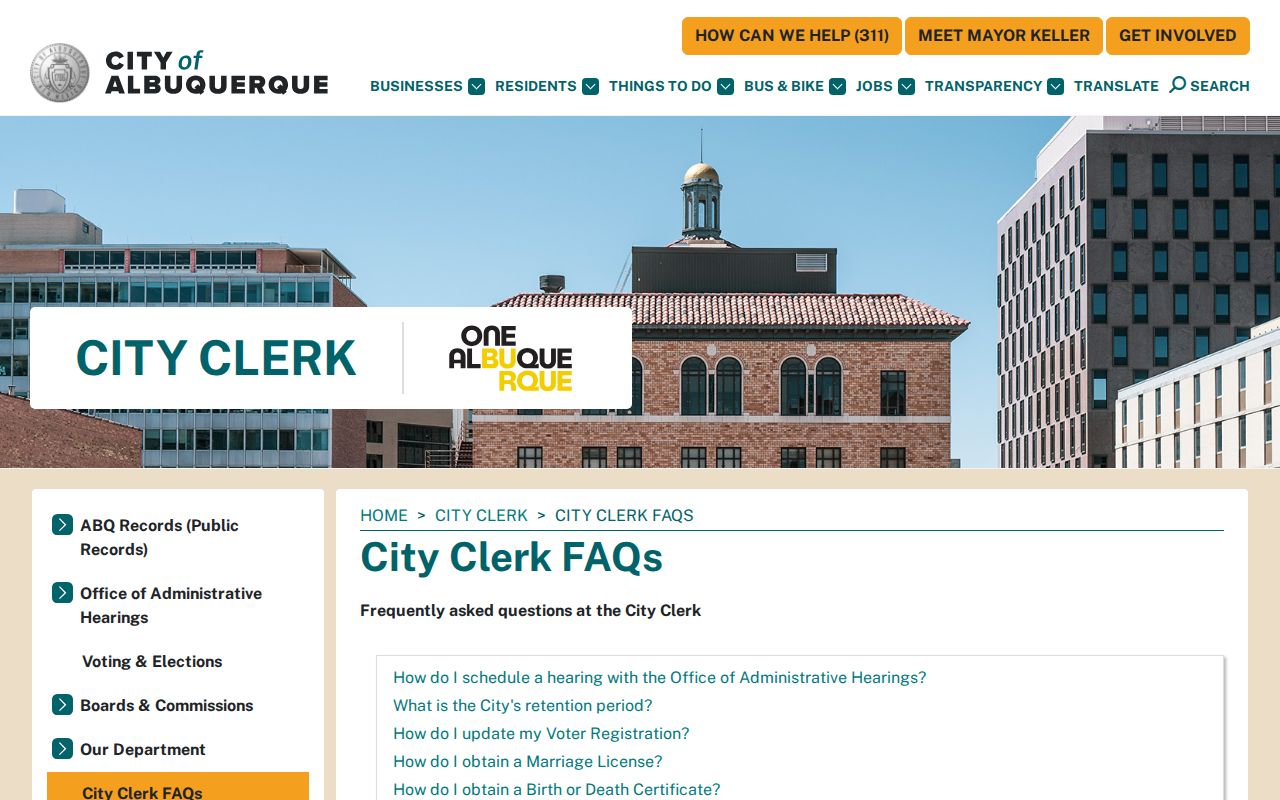 Bernalillo County traffic warrant search, Albuquerque Clerk routing page