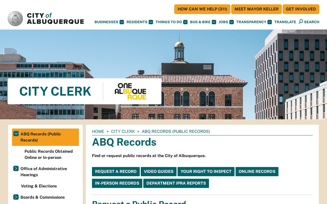 Albuquerque warrant search, APD and City Clerk public records route