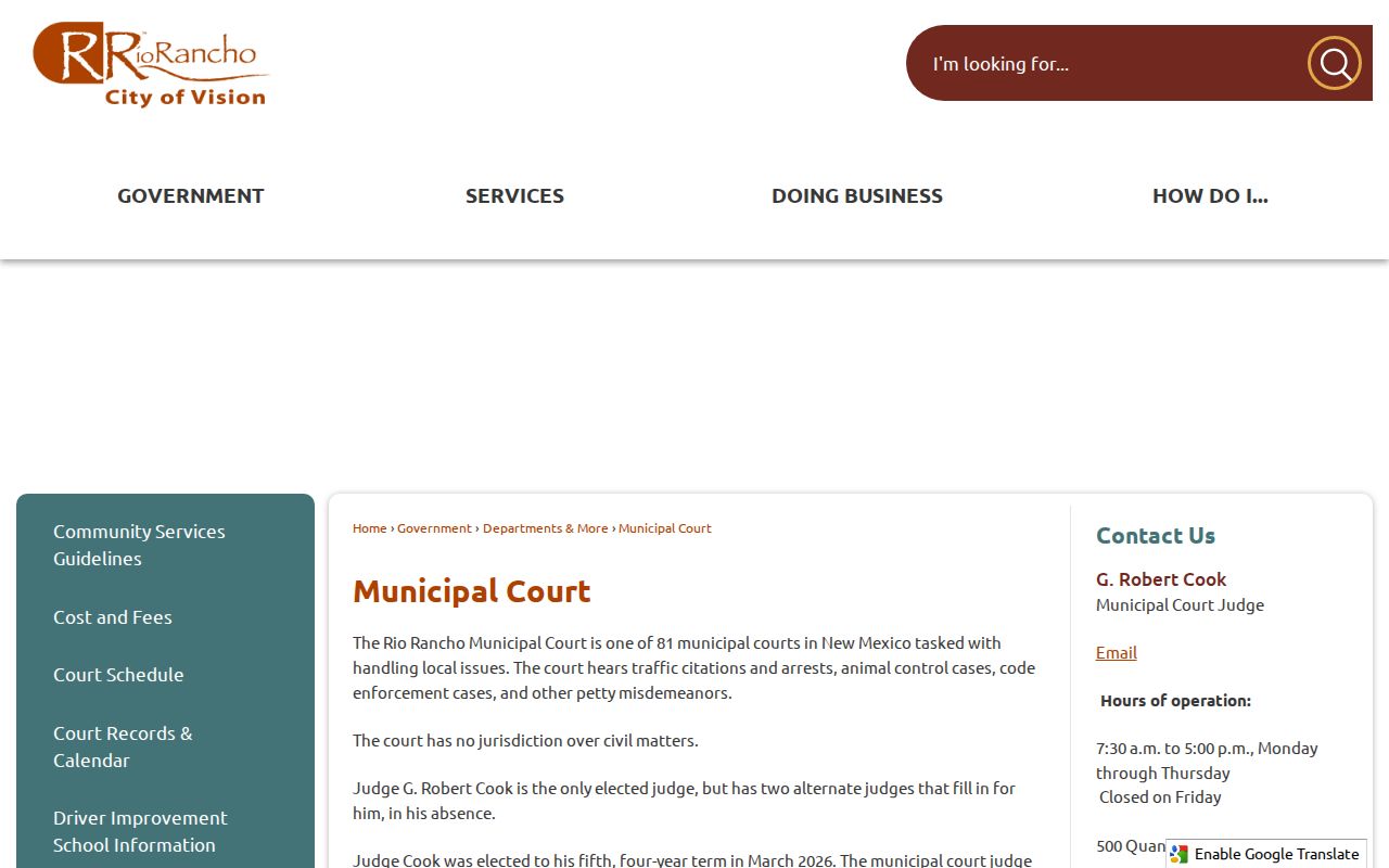 Rio Rancho municipal warrant search, official court page