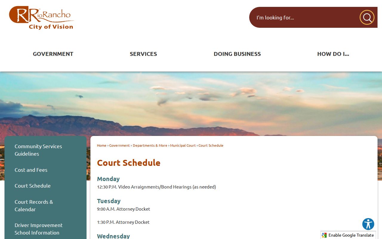 Bernalillo County traffic warrants, Rio Rancho court schedule