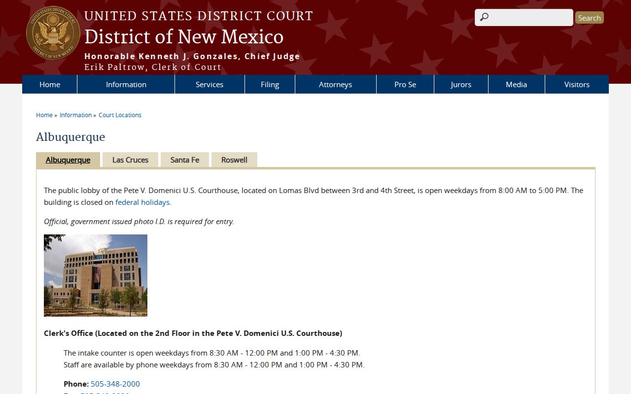 Bernalillo County arrest warrant search, federal courthouse access