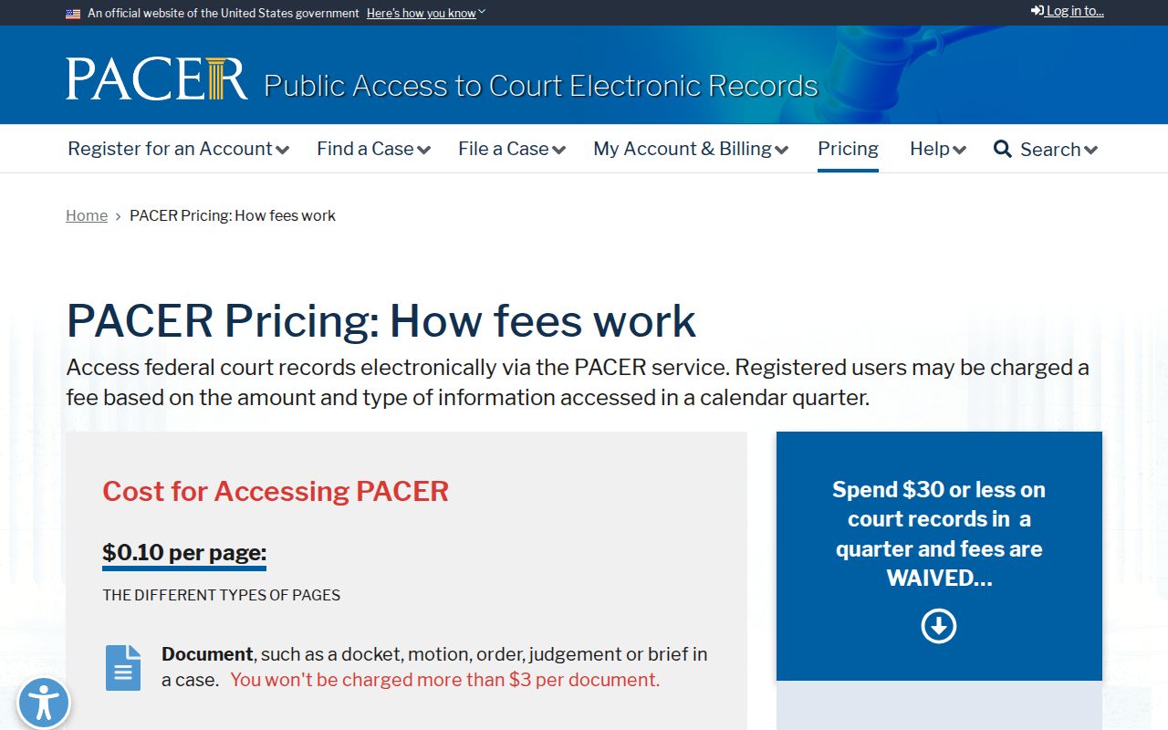 Bernalillo County federal PACER pricing and arrest warrant records context